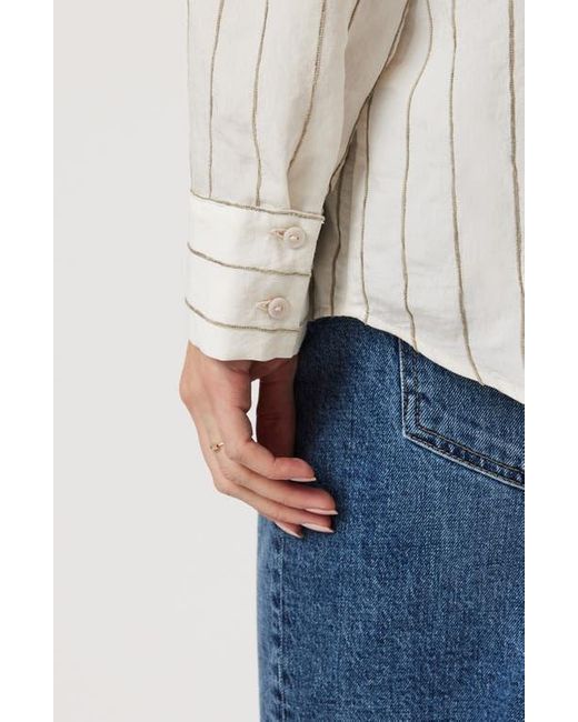 Mavi White Oversize Stripe Button-Up Shirt