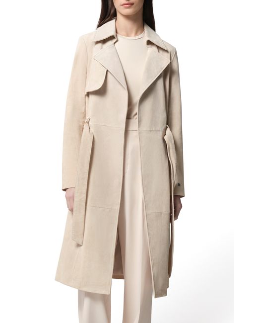 SOIA & KYO Natural Alexis Genuine Suede Trench Coat