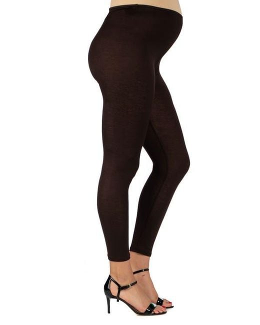 24seven Comfort Apparel Black Maternity Stretch Ankle Length Leggings