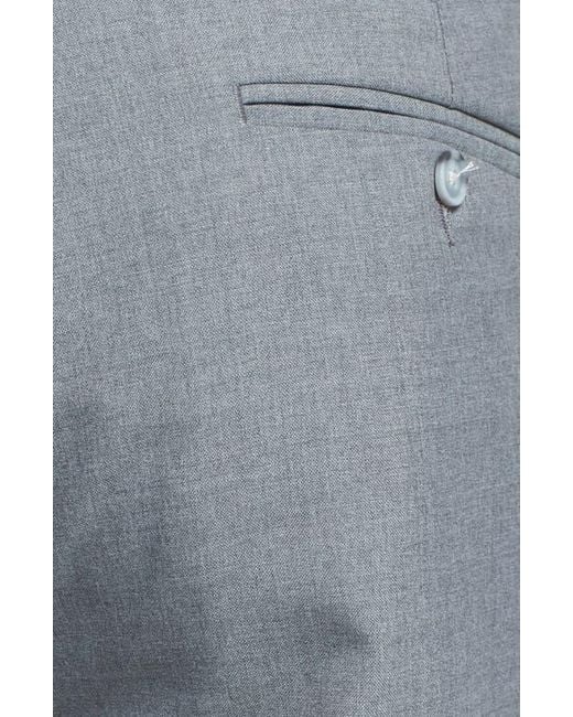 Berle Blue Self Sizer Waist Plain Weave Pleated Washable Trousers for men