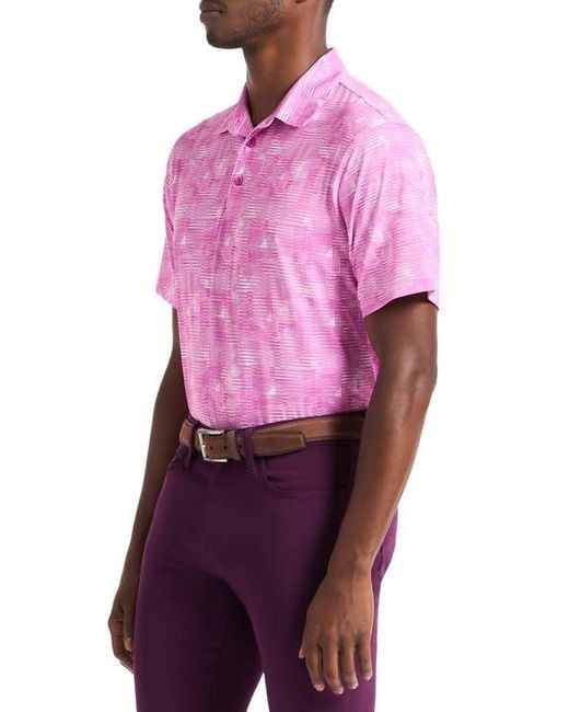 Robert Graham Red Norlen Geo Pattern Performance Golf Polo for men