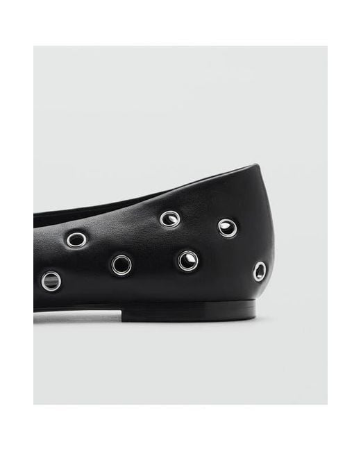 Mango Black Grommet Ballet Flat