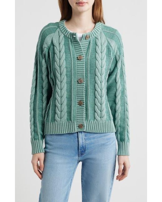 Pendleton Green Cable Cotton Cardigan
