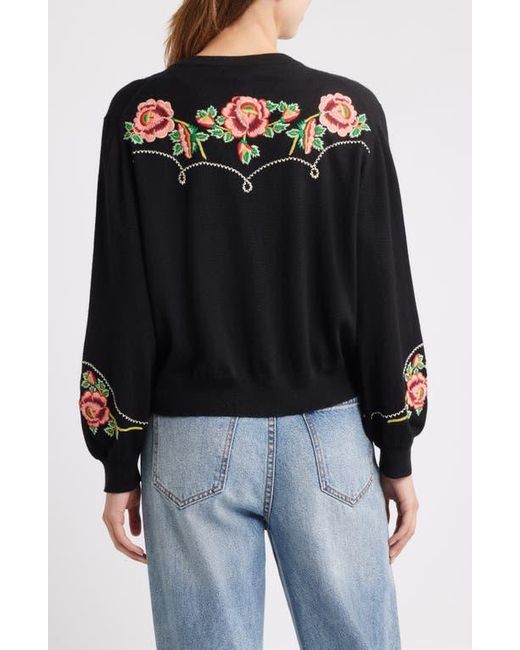 The Great Black Heirloom Rose Cotton & Wool Cardigan