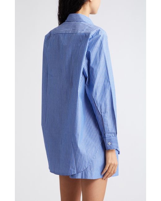 MILLE Blue Sofia Long Sleeve Burnout Lace Button-up Shirt