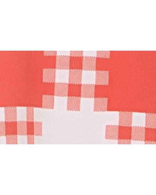 Grey Lab Red Gingham Check Mini Sweater Dress