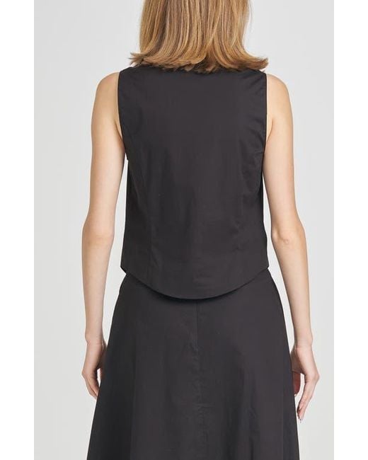 Wayf Black Lilly Sleeveless Button-Up Top