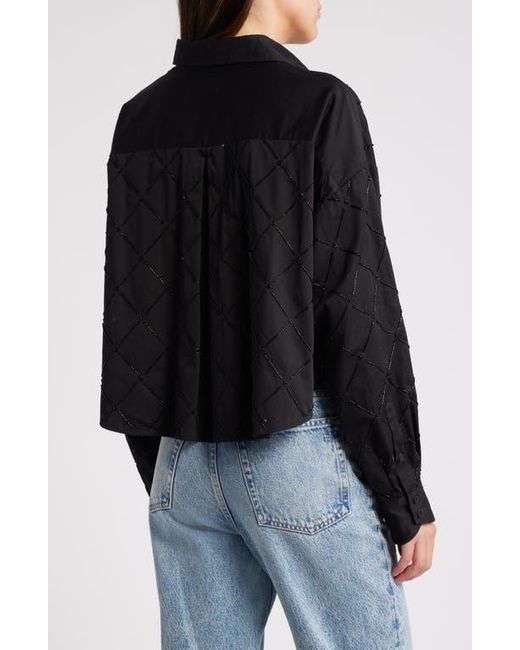 Rag & Bone Black Beatrice Beaded Button-Up Shirt