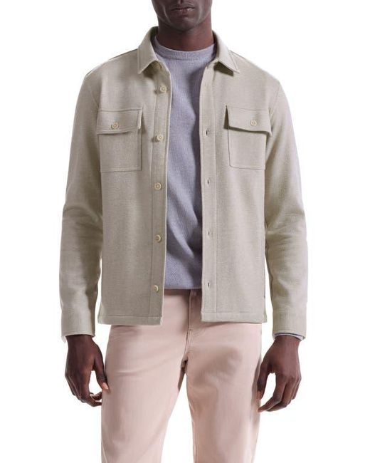 Bugatchi Gray Slub Knit Wool & Cotton Button-Up Shirt Jacket for men