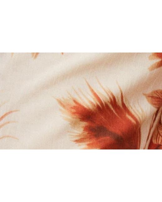 Mango Orange Flowy Palm Print Straight Leg Pants