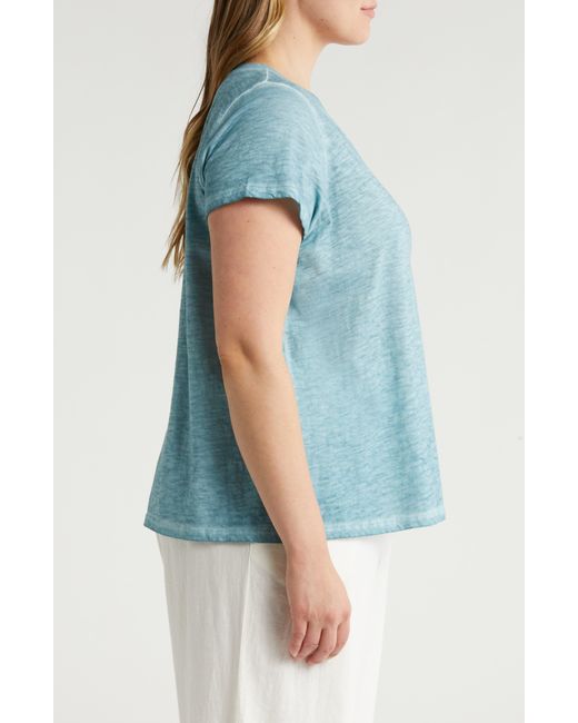 Eileen Fisher Blue Organic Cotton V-neck T-shirt