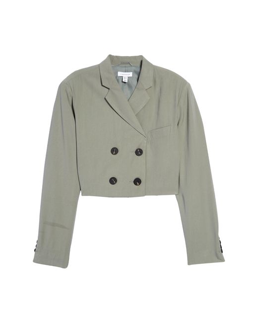 TOPSHOP Double Breasted Super Crop Blazer In Khaki At Nordstrom Rack in  Green | Lyst