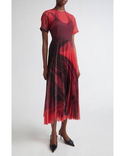 Jason Wu Red Dancing Pleat Pleated Shift Dress