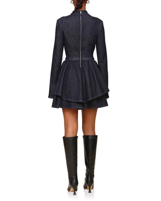 Avec Les Filles Blue Long Sleeve Denim Minidress