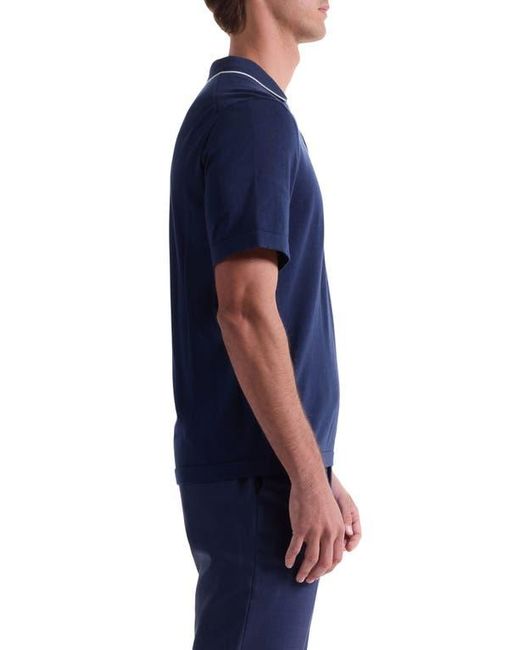 Bugatchi Blue Tipped Cotton & Silk Pocket Polo Sweater for men