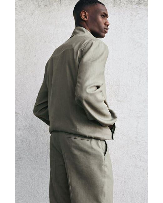 Mango Green Linen Blend Jacket for men