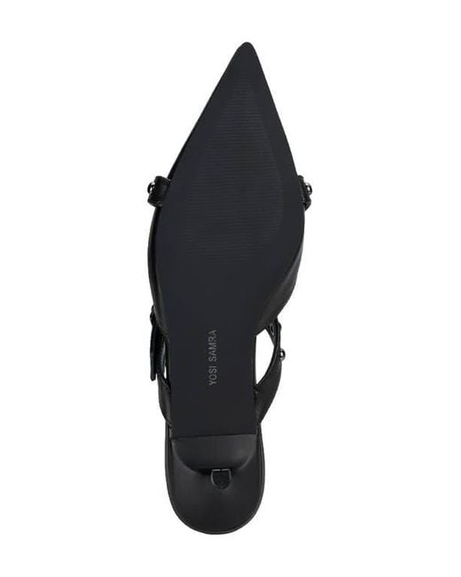 Yosi Samra Black Alexis Pointed Toe Kitten Heel Mule