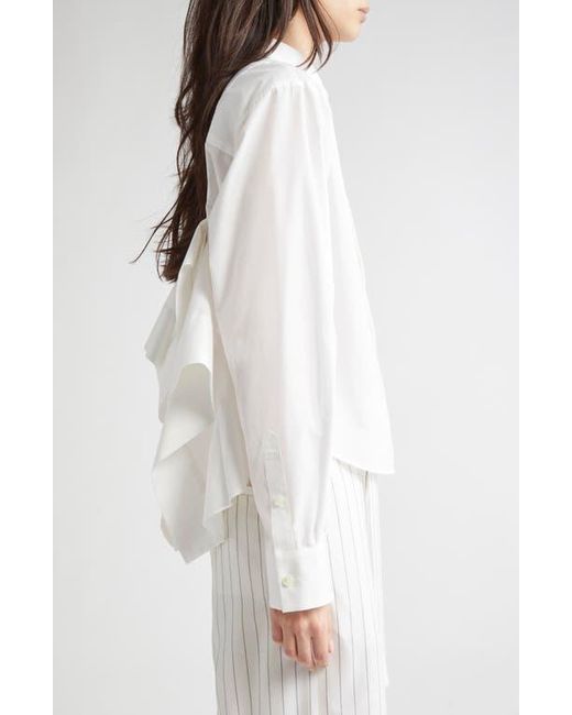 Sacai White Ruffle Poplin Button-Up Shirt