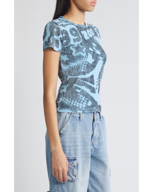 BDG Blue Aughts Allover Print Baby Tee