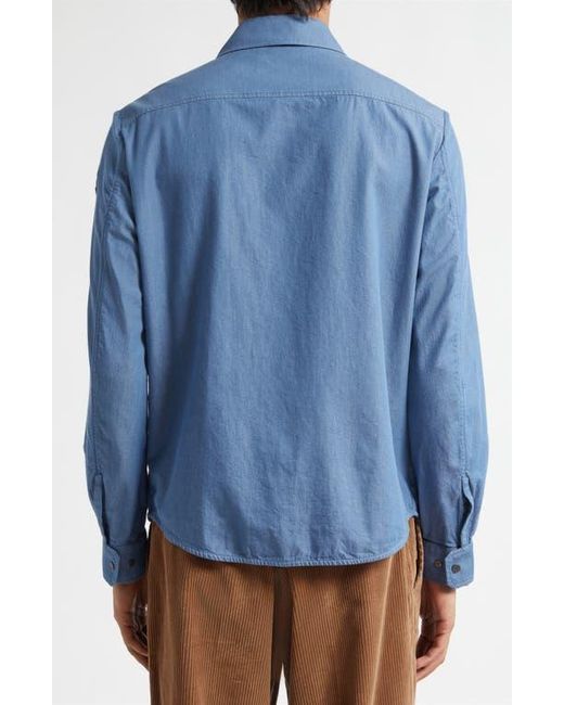 Moncler Blue Logo Patch Denim Shirt Jacket for men