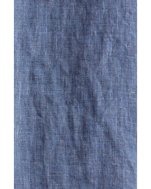 R13 Blue Crop Linen Button-up Shirt