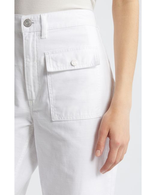 FRAME White The '70s Patch Pocket Ankle Wide Leg Twill Pants