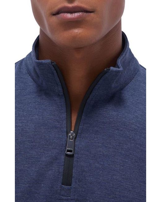 Bugatchi Blue Quarter Zip Performance Pullover for men