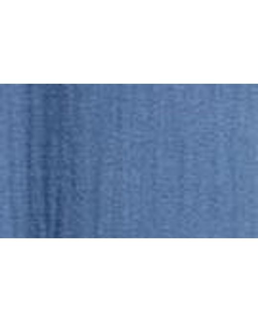 Caslon Blue Caslon(r) Cotton Gauze Long Sleeve Midi Shirtdress