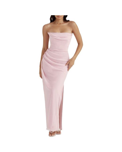House Of Cb Multicolor Adrienne Satin Strapless Gown