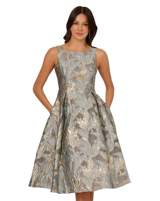 slim fit dress slacks P Floral Jacquard Ankle Length Dress With Off The Shoulder Neckline