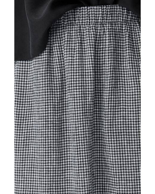 Eileen Fisher Gray Gathered Organic Linen Maxi Skirt