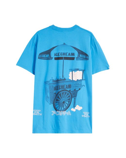 ICECREAM Blue Cart Oversize Cotton Graphic T-shirt for men