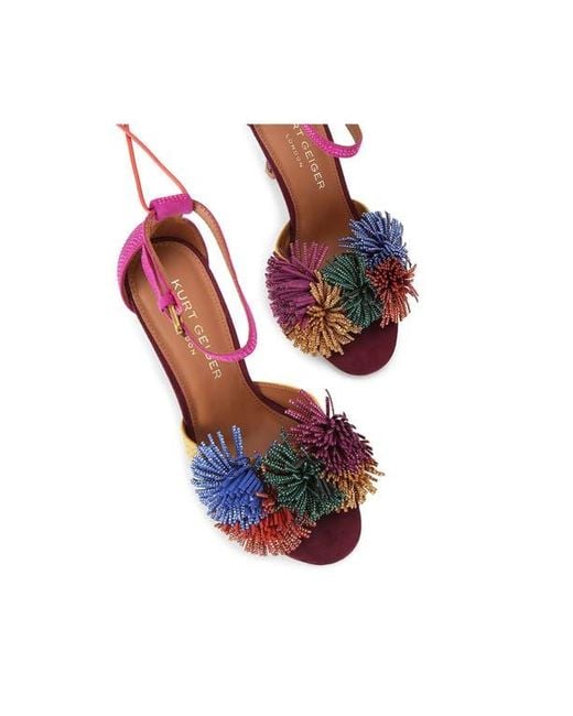 Kurt Geiger Red Pompom Ankle Strap Sandal