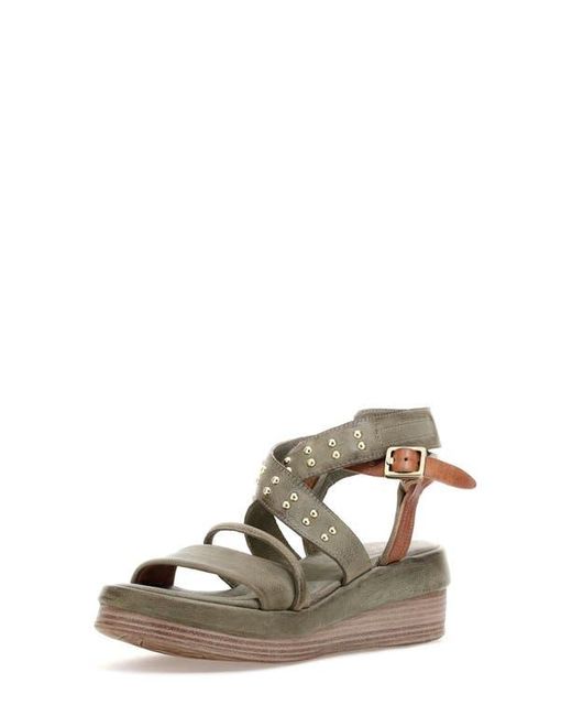 A.s.98 Green Shiloh Studded Wedge Sandal