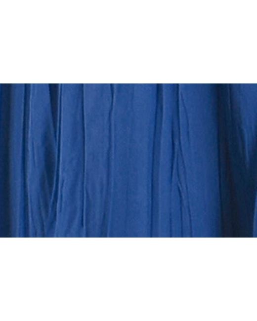 Komarov Blue Beaded Neck Chiffon & Charmeuse Dress