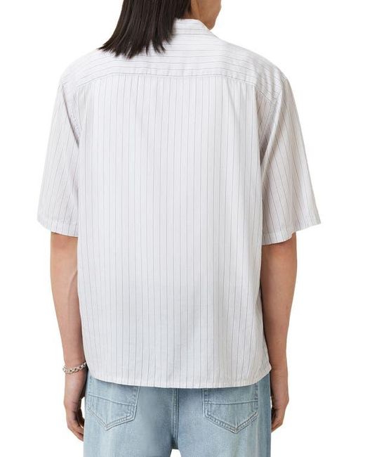 AllSaints White Arran Stripe Short Sleeve Button-Up Shirt for men