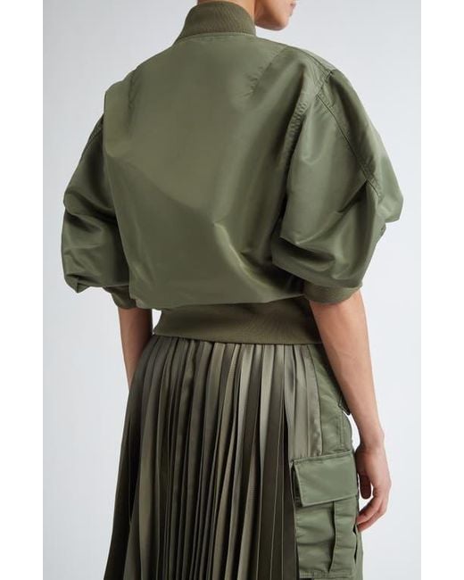 ■sacai■サカイ■Short Sleeve Nylon Twill Bomber Jacket■ Sacai Short Sleeve Nylon Twill Bomber Jacket in Green | Lyst