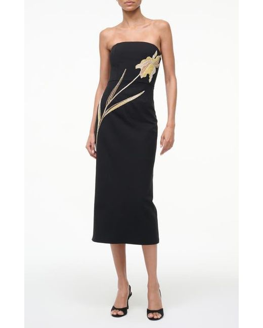 STAUD Brooke Beaded Placed Floral Strapless Column Dress in Black | Lyst STAUD Brooke Beaded Placed Floral Strapless Column Dress in Black | Lyst