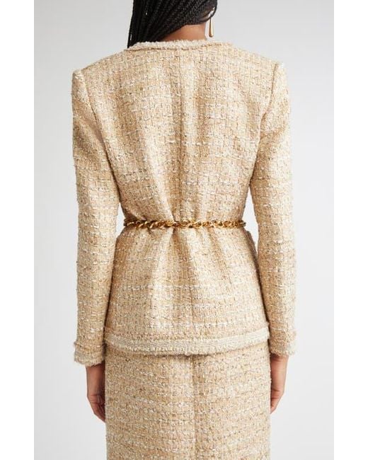 St. John Natural Tweed Jacket With Chain Belt
