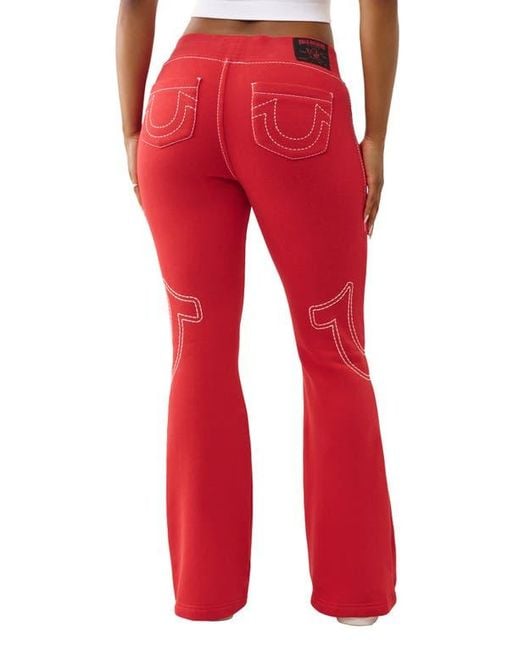 True Religion Red Pull-On Flare Jeans