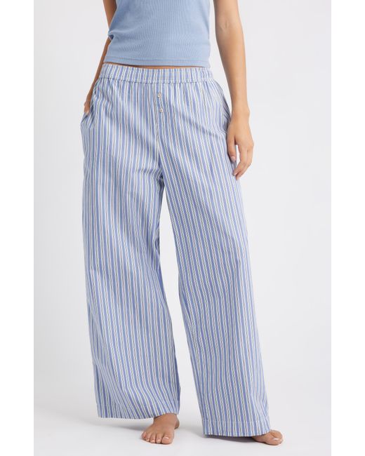 Open Edit Blue Cotton Boxer Sleepwear Pants