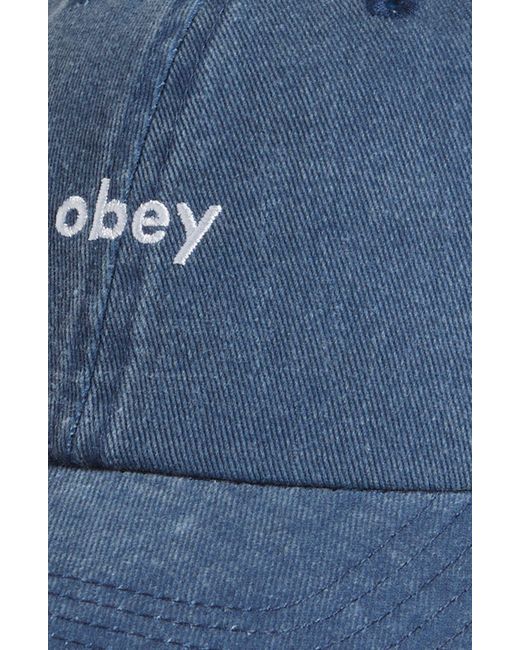 Obey Blue Logo Cotton Twill Baseball Cap for men