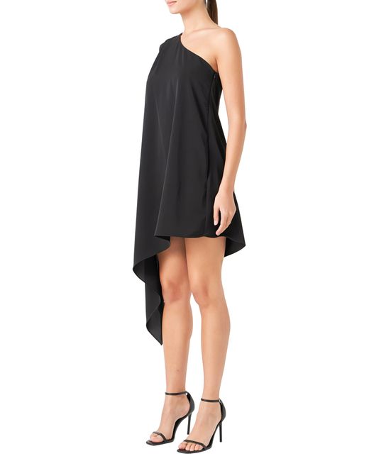 Endless Rose Black One-shoulder Asymmetric Dress