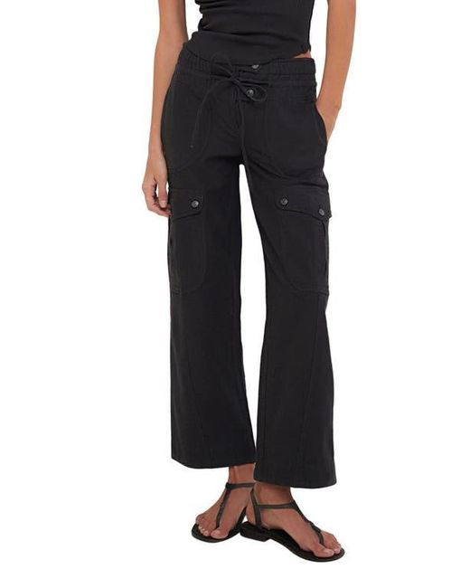 Free People Black Park Ave Cotton Cargo Pants