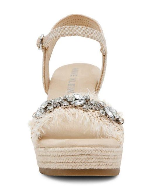 Anne Klein Natural Wilton Ankle Strap Platform Wedge Sandal