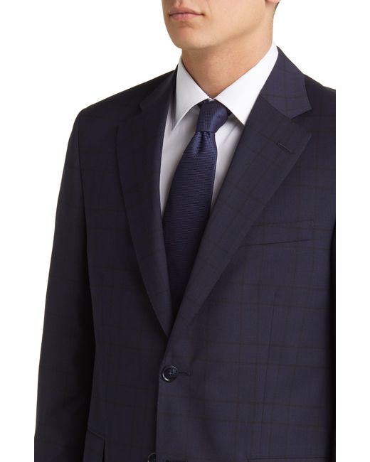 Peter Millar Tailored Fit Windowpane Plaid Wool Suit in Blue for Men | Lyst