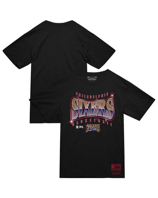 Mitchell & Ness Black Philadelphia 76Ers Worldwide Collection Glow Up T-Shirt for men