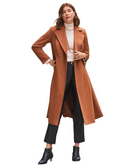 Jessica London Brown Trapeze Wool-Blend Coat