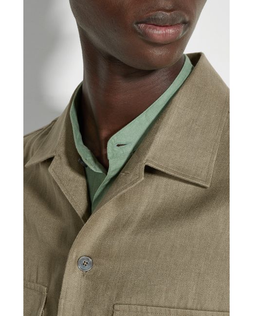 Zegna Green Oasi Linen Twill Overshirt for men