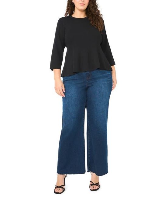 Halogen® Black Rib Peplum Sweater